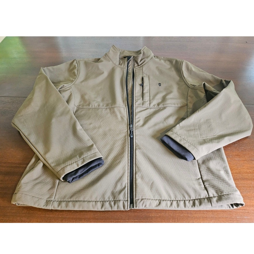 Free Country Softshell Jacket Men XL Olive Green  Water Resistant Wind Resistant